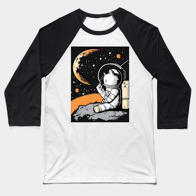 Catronaut Cat Astronaut Deep In Space Cosmic Cat Science Baseball T-Shirt by Daphne R. Ellington